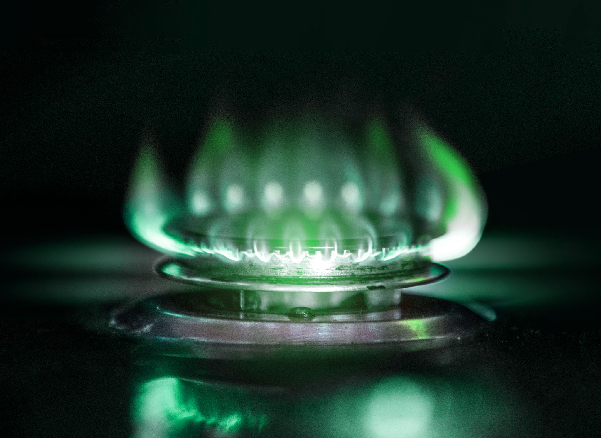 green gas flame